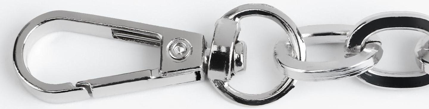 Цепочка для сумки, с карабинами, 14 × 10 мм, 60 см, цвет серебряный