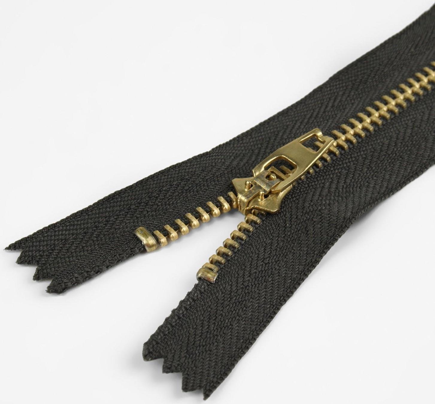 Молния металлическая, №3, неразъёмная, замок автомат, 18 см, цвет серый/золотой