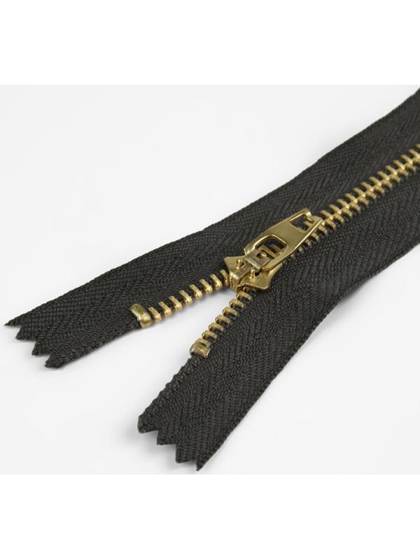 Молния металлическая, №3, неразъёмная, замок автомат, 18 см, цвет серый/золотой