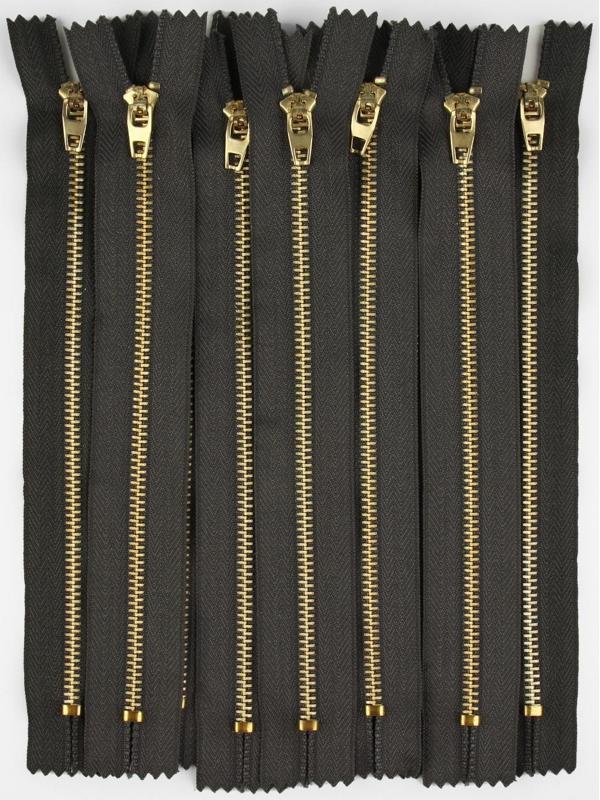 Молния металлическая, №3, неразъёмная, замок автомат, 18 см, цвет серый/золотой