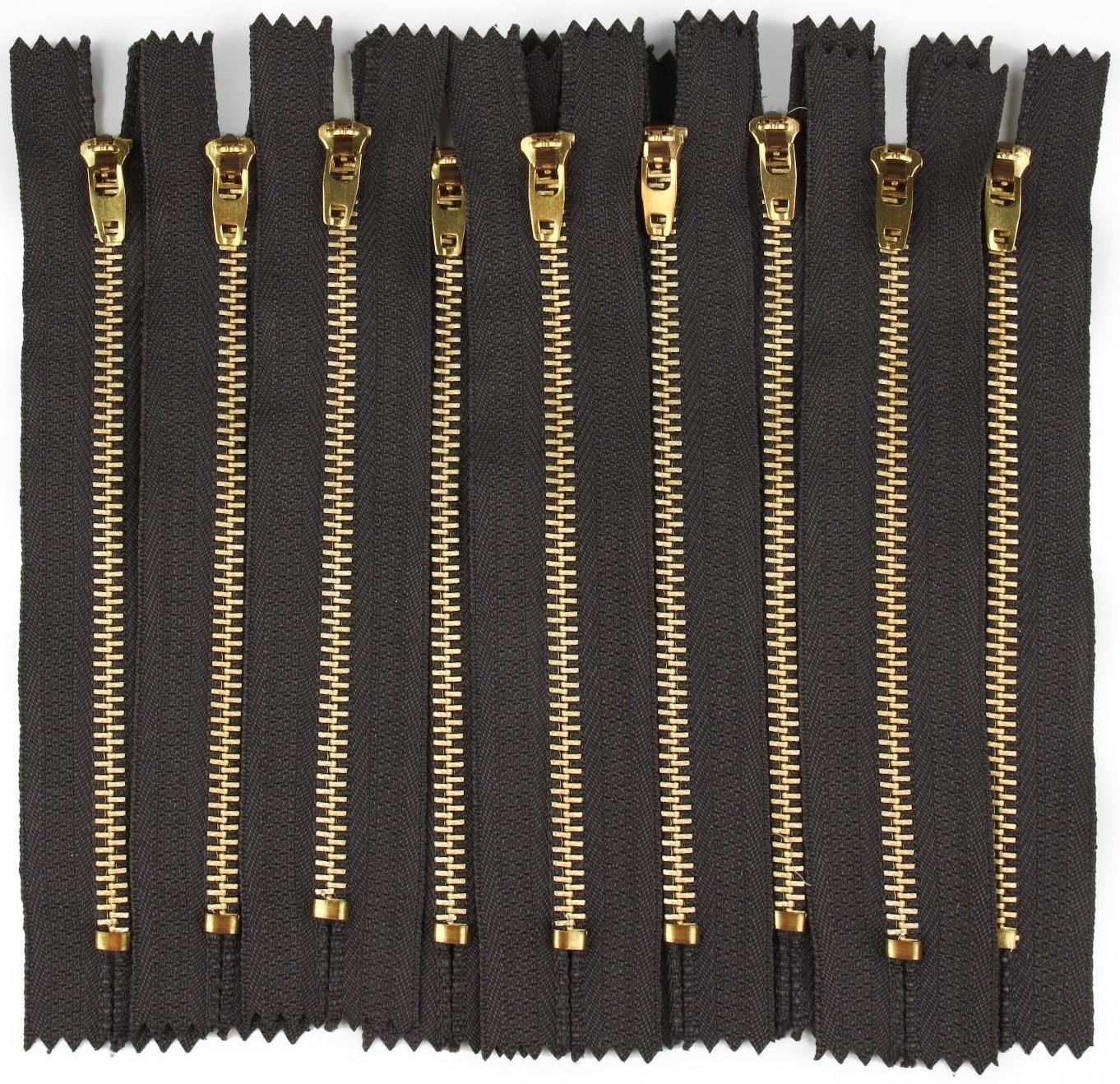 Молния металлическая, №4, неразъёмная, замок автомат, 14 см, цвет серый/золотой