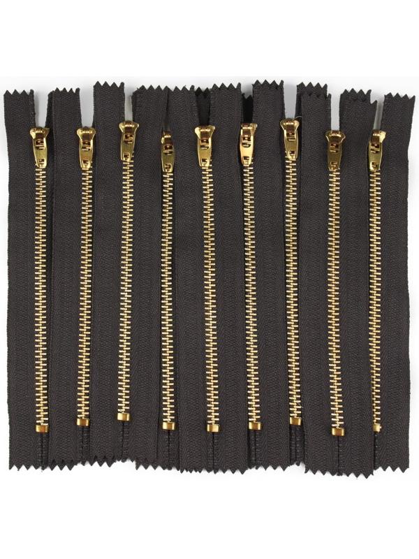 Молния металлическая, №4, неразъёмная, замок автомат, 14 см, цвет серый/золотой