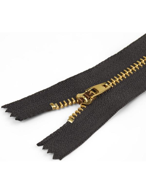 Молния металлическая, №4, неразъёмная, замок автомат, 14 см, цвет серый/золотой