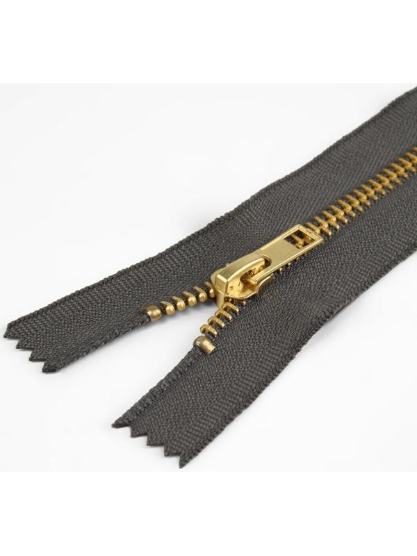 Молния металлическая, №5, неразъёмная, замок автомат, 18 см, цвет серый/золотой