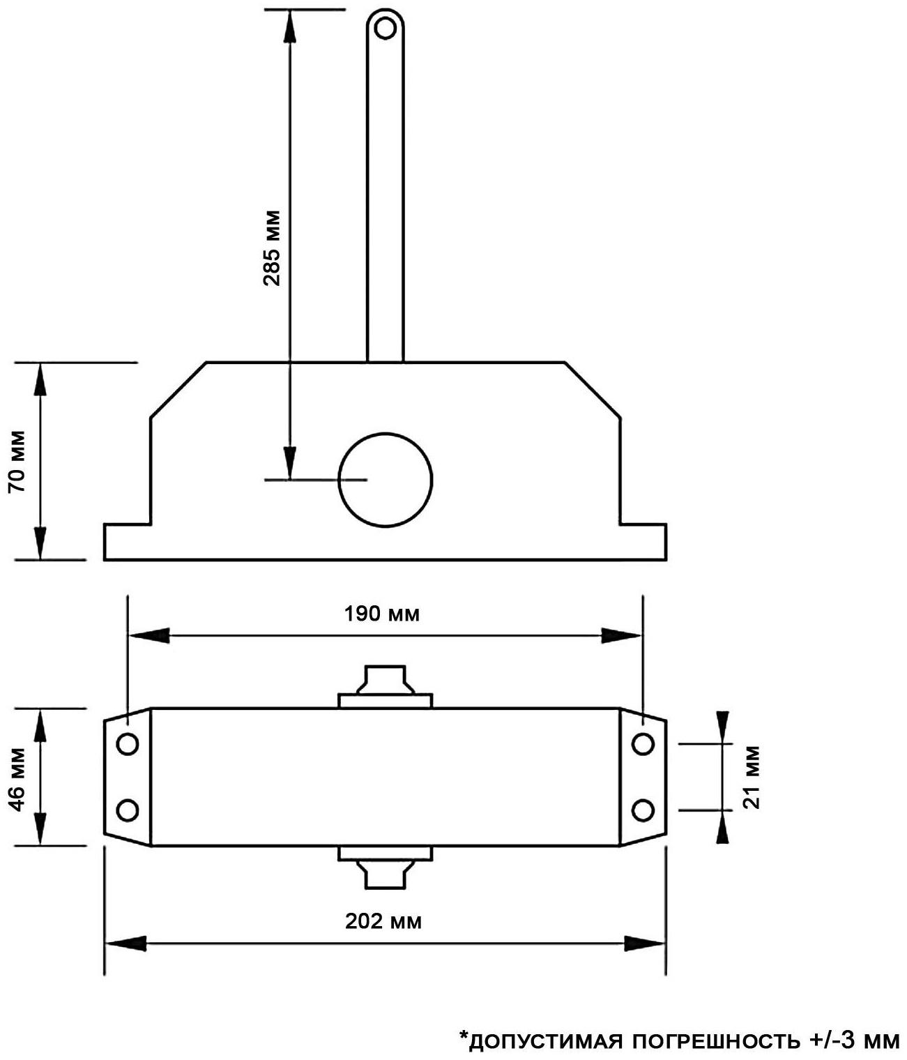 Доводчик дверной ТУНДРА, от 45-70 кг, черный