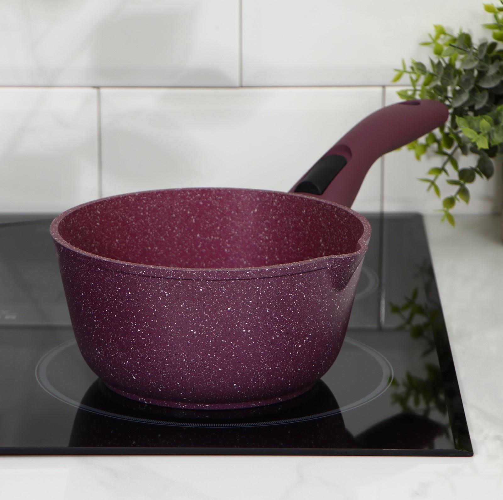 Ковш Trendy Style, 1,5 л, стеклянная крышка, съемная ручка, антипригарное покрытие, цвет бордовый