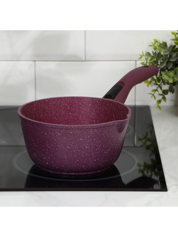 Ковш Trendy Style, 1,5 л, стеклянная крышка, съемная ручка, антипригарное покрытие, цвет бордовый