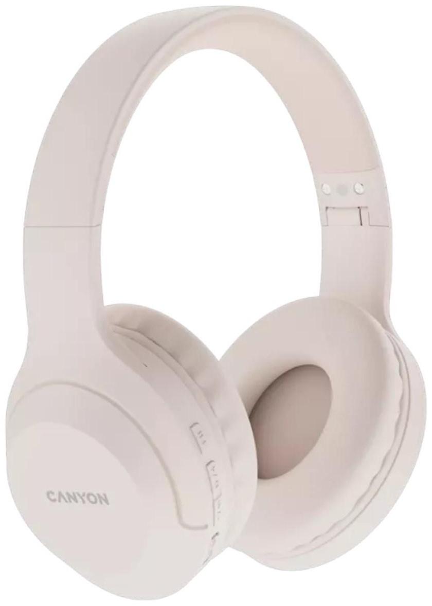 Наушники Canyon CNS-CBTHS3BE, полноразмерные, микрофон, BT 5.1, 300 мАч, бежевые