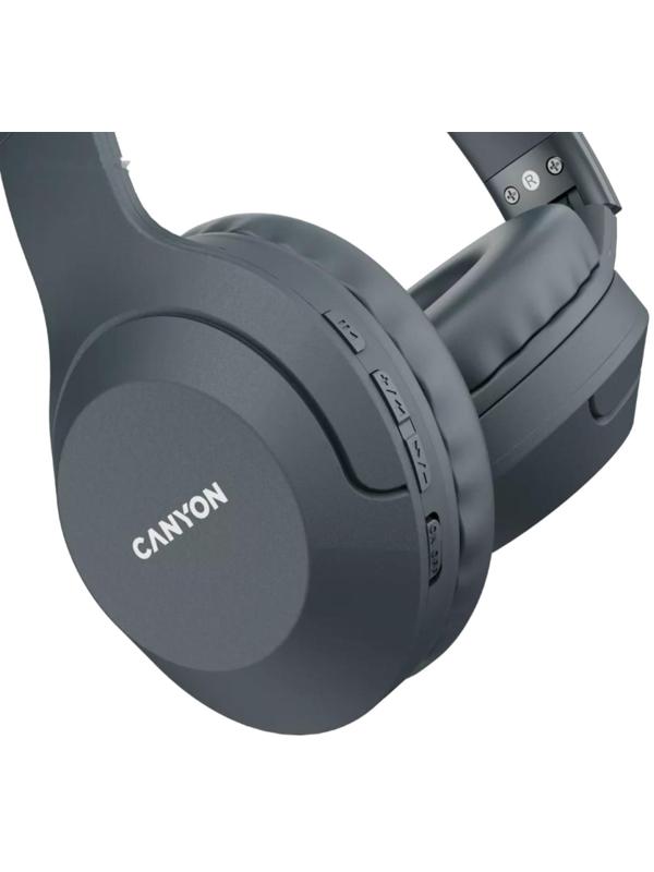 Наушники Canyon CNS-CBTHS3DG, полноразмерные, микрофон, BT 5.1, 300 мАч, серые