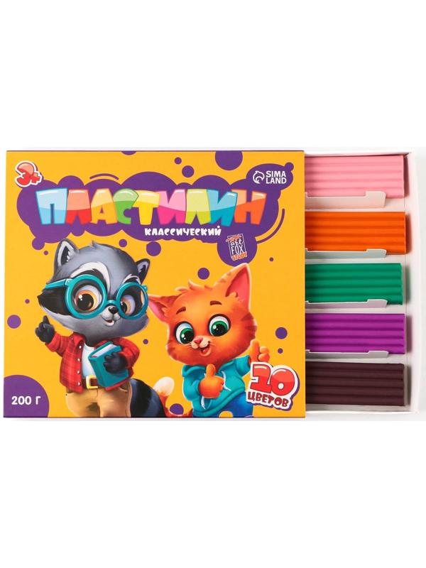 Пластилин классический ArtFox STUDY для лепки 10 цветов, 200 г, со стеком.