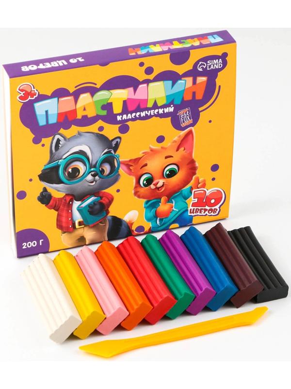 Пластилин классический ArtFox STUDY для лепки 10 цветов, 200 г, со стеком.