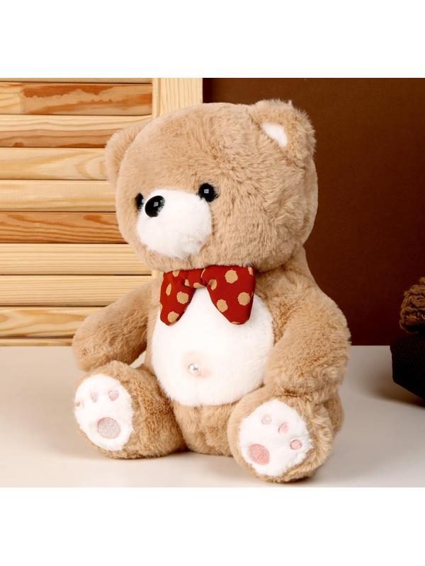 Мягкая игрушка «Медведь», с бантиком в горох, 26 см, цвет бежевый