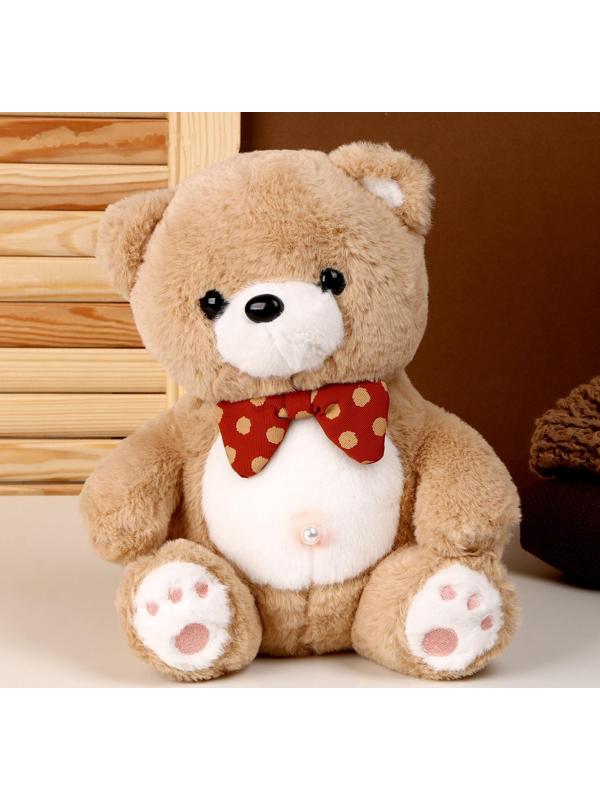 Мягкая игрушка «Медведь», с бантиком в горох, 26 см, цвет бежевый
