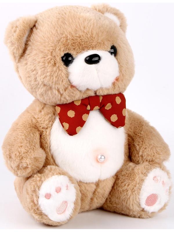 Мягкая игрушка «Медведь», с бантиком в горох, 26 см, цвет бежевый