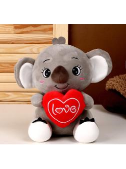 Мягкая игрушка «Коала» с сердцем, 22 см, цвет серый