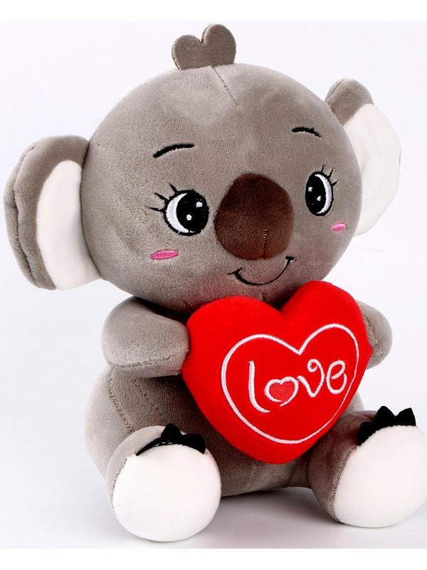 Мягкая игрушка «Коала» с сердцем, 22 см, цвет серый