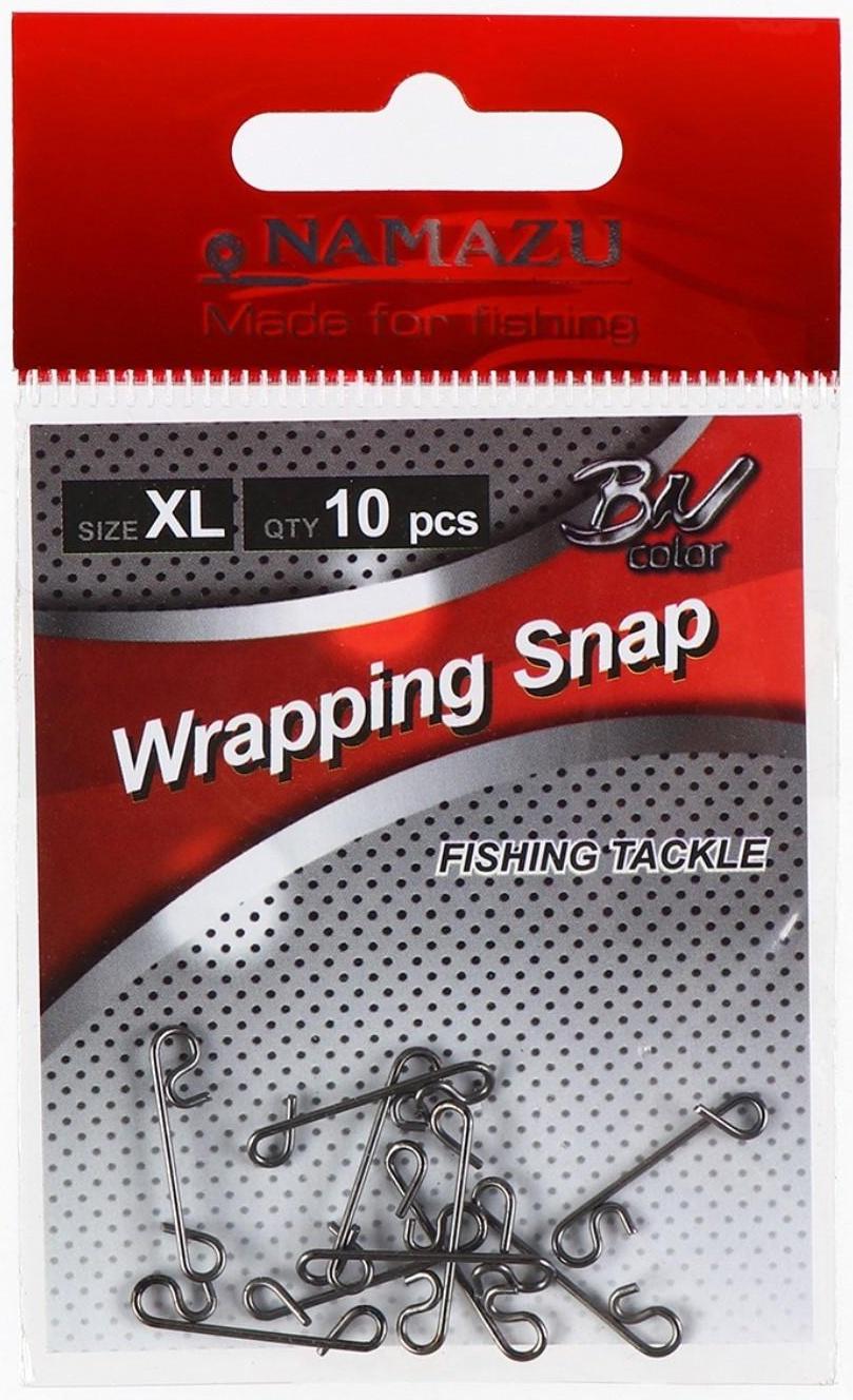 Безузловая застежка Namazu WRAPPING SNAP, тест 23 кг, размер XL, цвет BN, 10 шт.