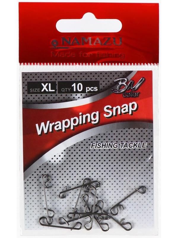 Безузловая застежка Namazu WRAPPING SNAP, тест 23 кг, размер XL, цвет BN, 10 шт.