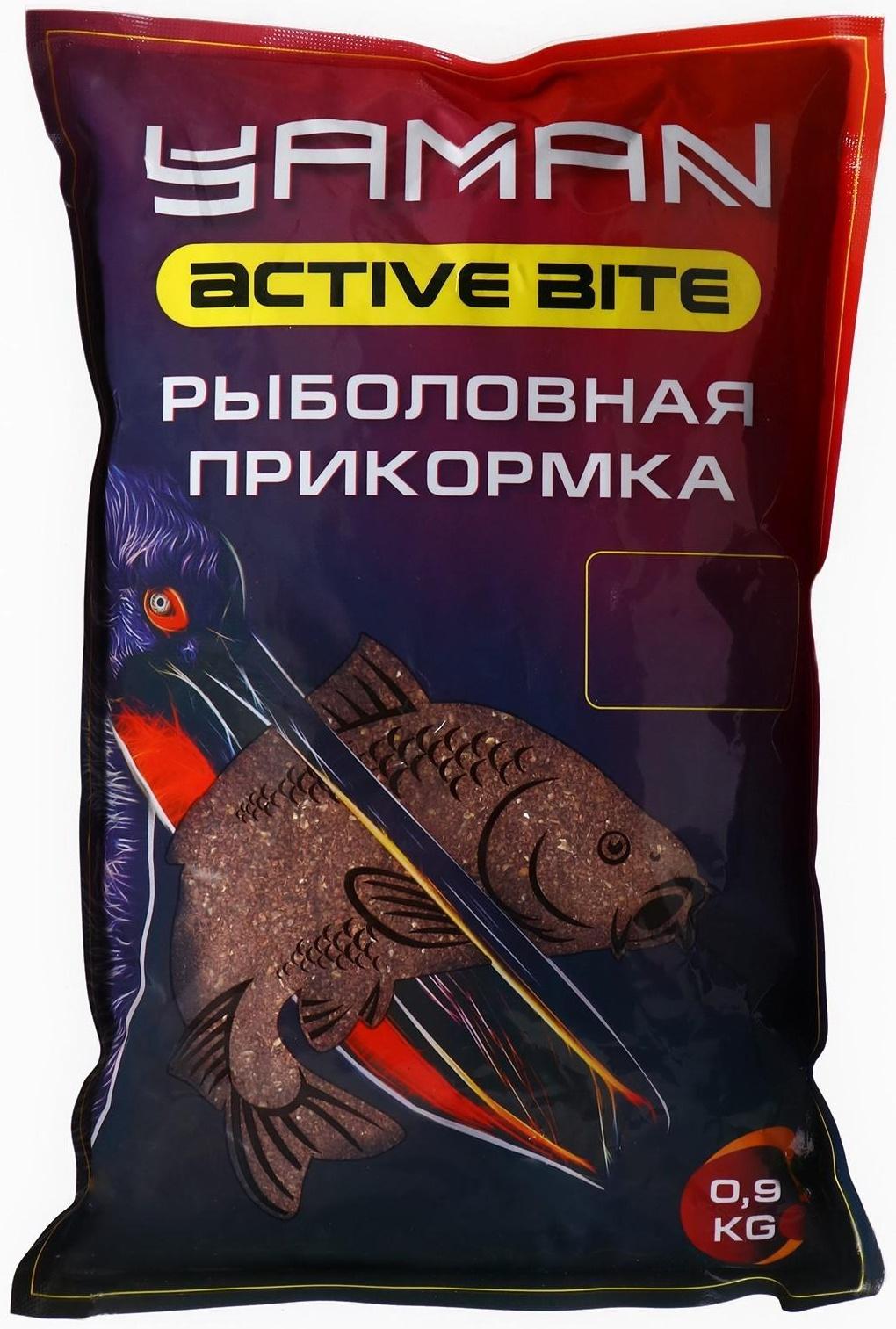 Прикормка Yaman Active Bite, плотва, карамель, коричневый, 900 г