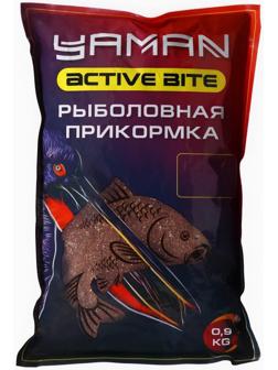 Прикормка Yaman Active Bite, плотва, карамель, коричневый, 900 г