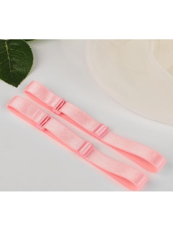 Бретели текстильные, 1,5 см, 37 см, пара, цвет светло-розовый