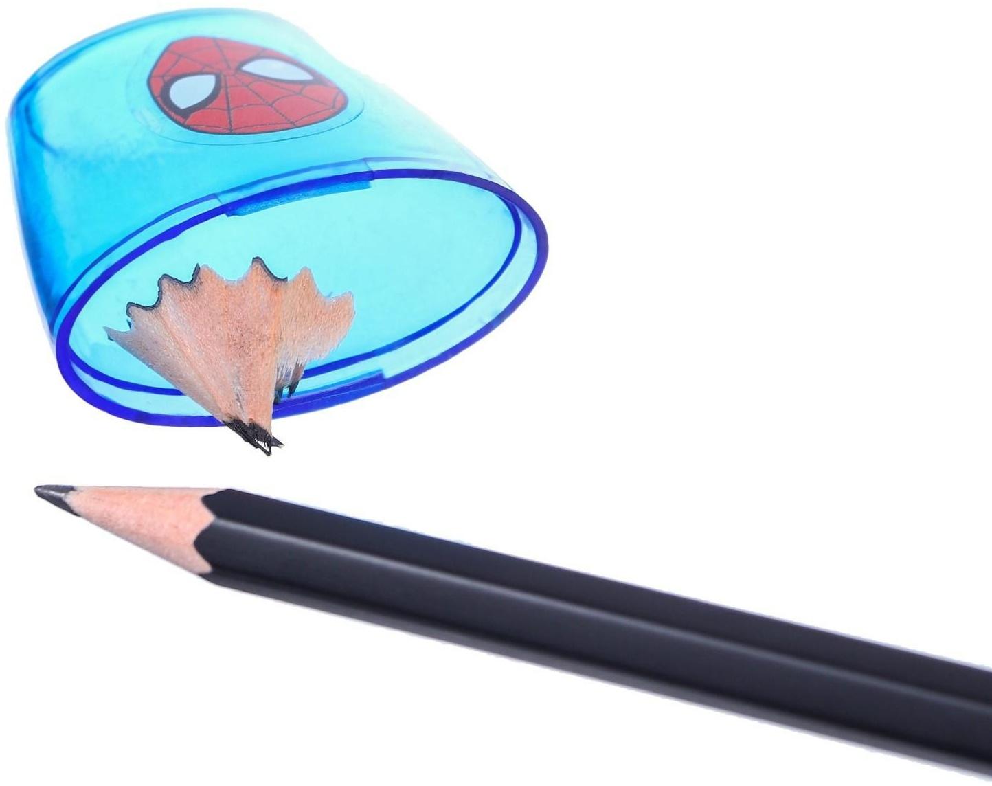 Точилка пластиковая, цвет синий, Человек-паук