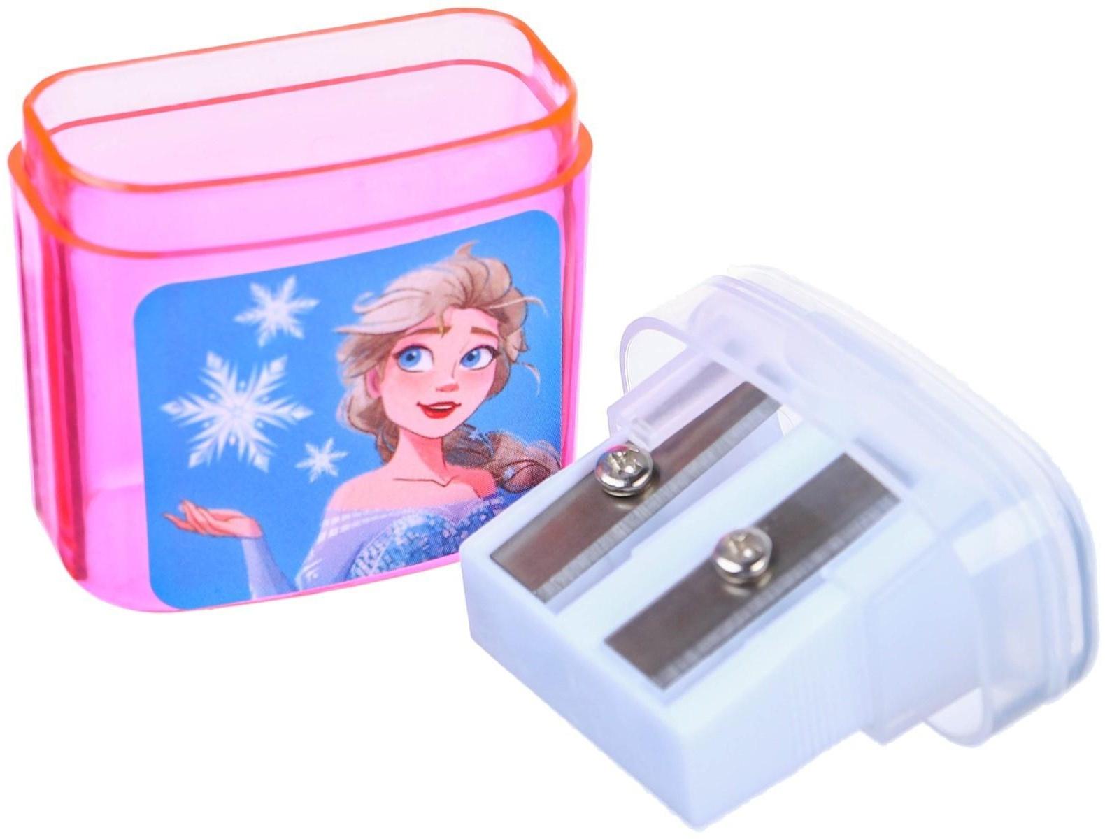 Точилка пластиковая с контейнером, двойная, МИКС, Холодное сердце