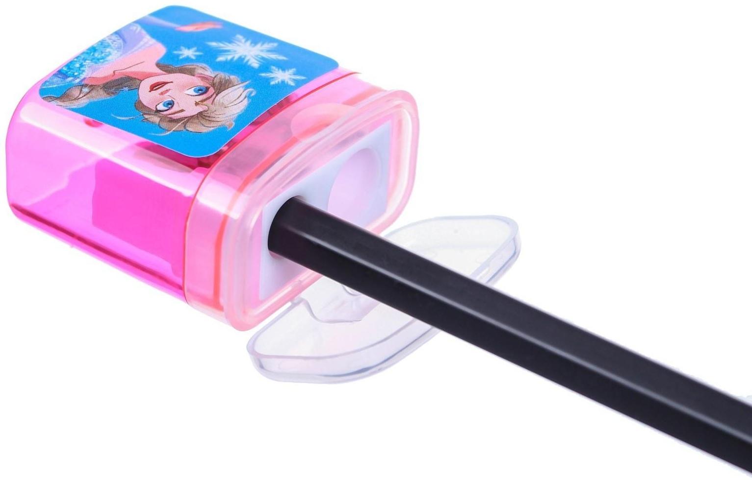 Точилка пластиковая с контейнером, двойная, МИКС, Холодное сердце