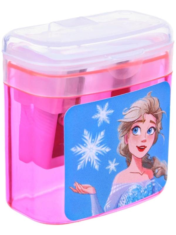 Точилка пластиковая с контейнером, двойная, МИКС, Холодное сердце