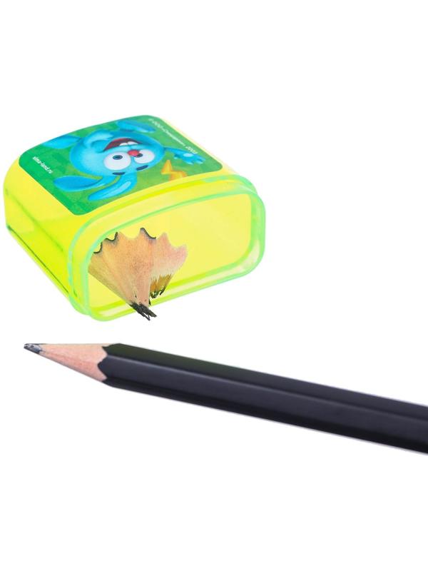 Точилка пластиковая с контейнером, двойная, МИКС, Смешарики