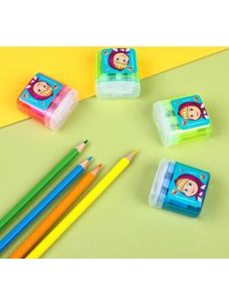 Точилка пластиковая с контейнером, двойная, МИКС, Маша и Медведь