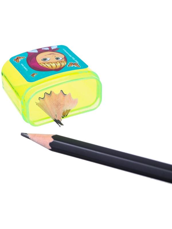 Точилка пластиковая с контейнером, двойная, МИКС, Маша и Медведь