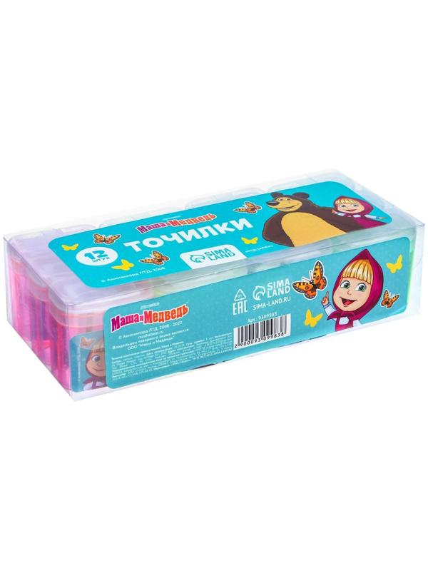 Точилка пластиковая с контейнером, двойная, МИКС, Маша и Медведь