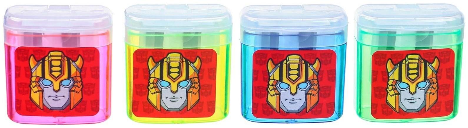 Точилка пластиковая с контейнером, двойная, МИКС, Трансформеры