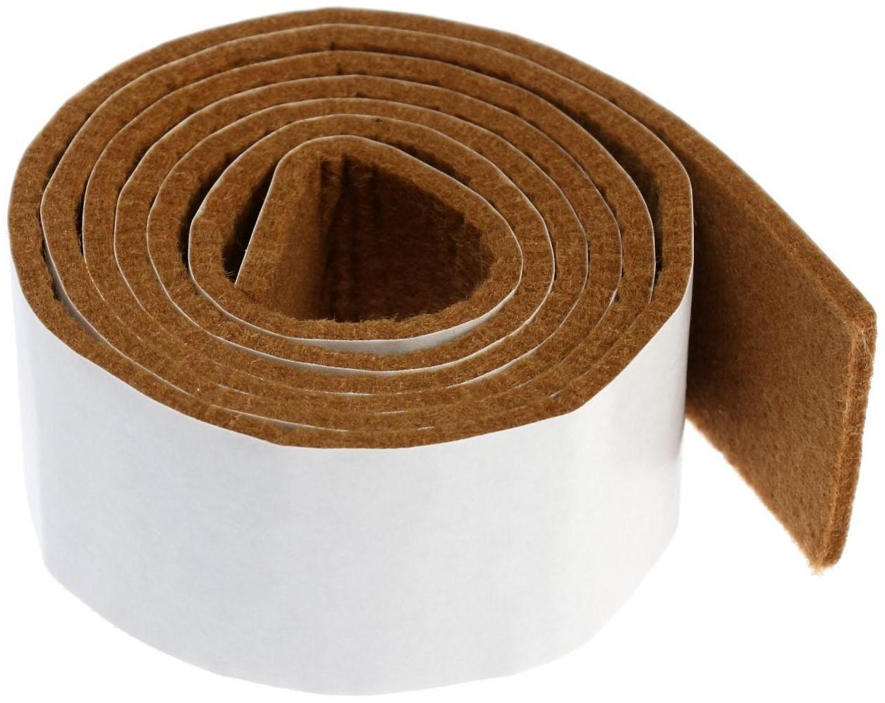 Самоклеющиеся подпятники для мебели ТУНДРА 100х3х0,3 см., фетр, цвет коричневый