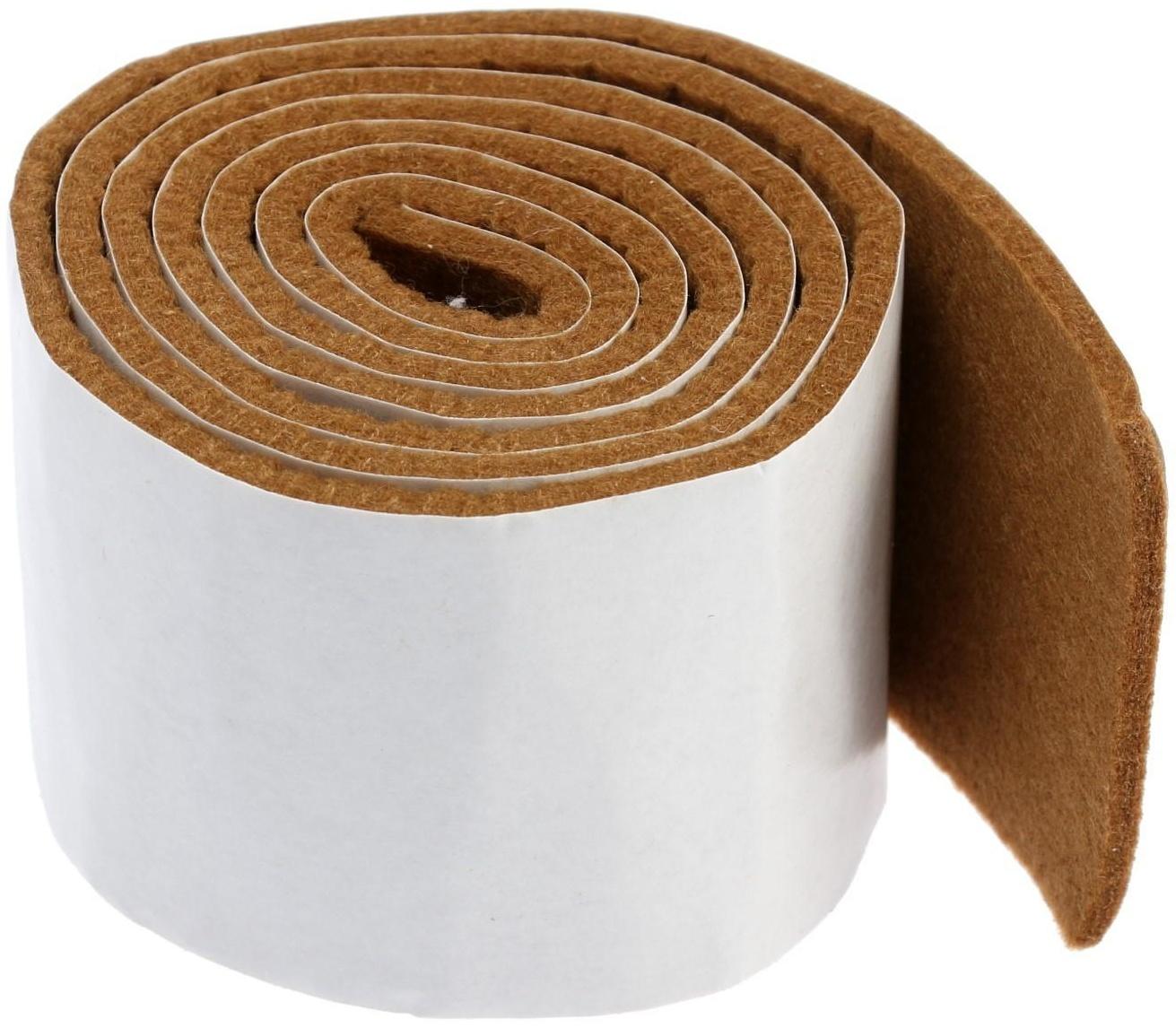 Самоклеющиеся подпятники для мебели ТУНДРА 100х5х0,3 см., фетр, цвет коричневый