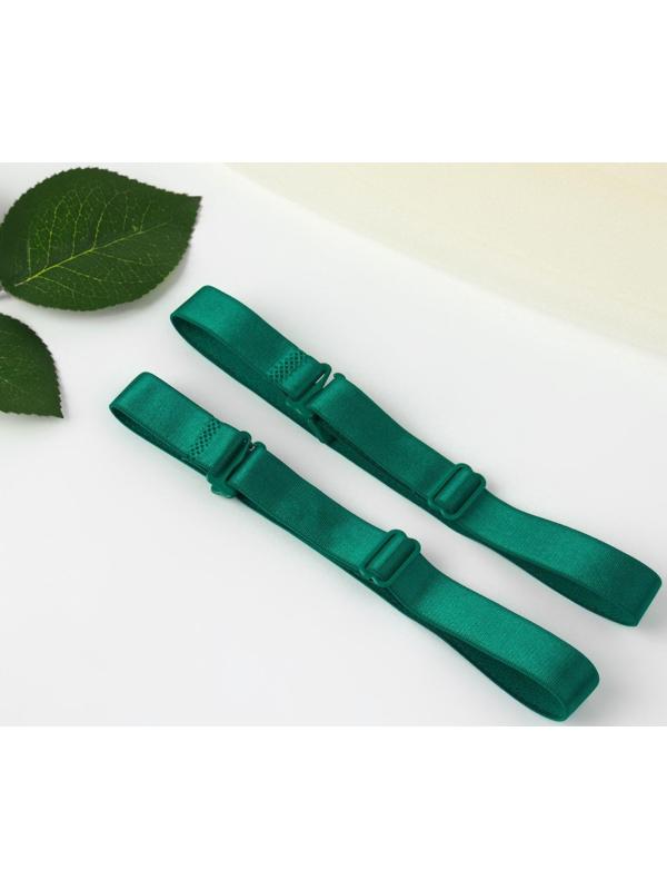 Бретели текстильные, 1,5 см, 37 см, пара, цвет изумрудный