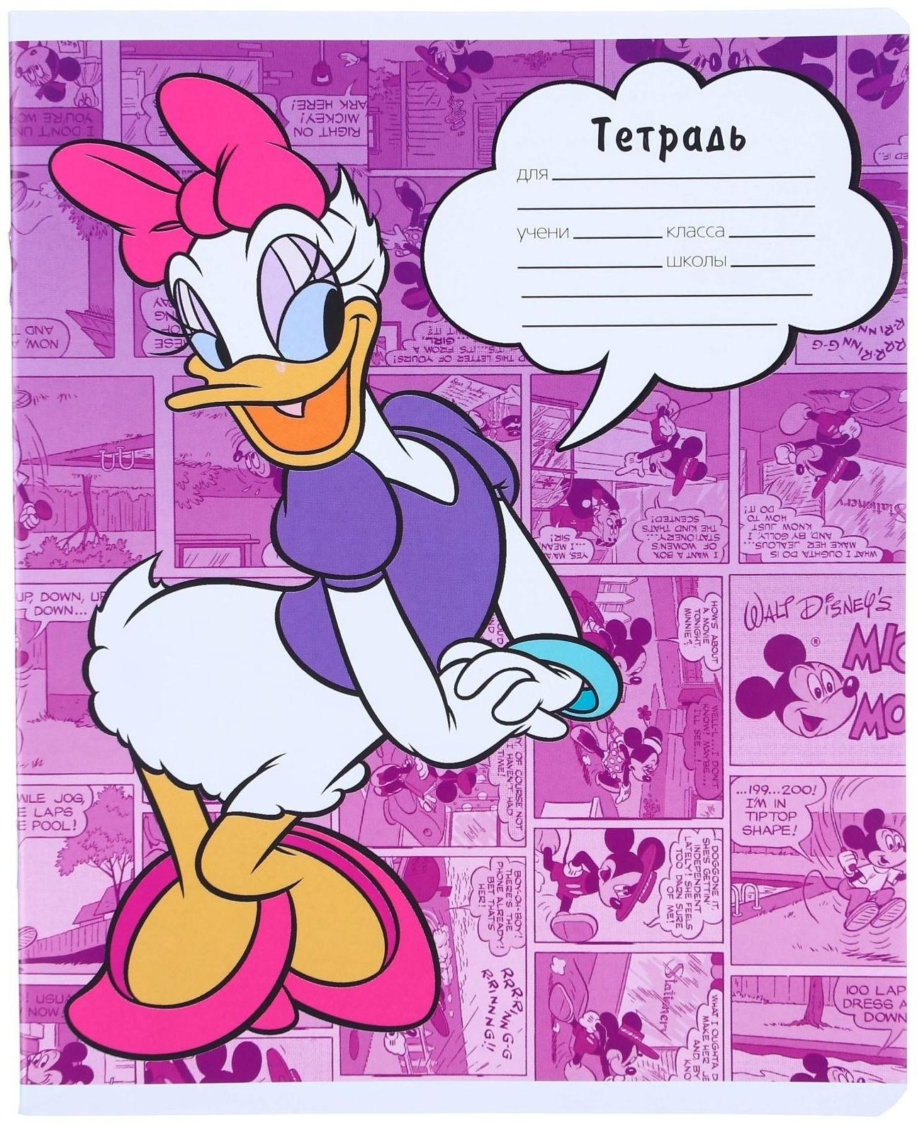 Тетрадь 24 листа, 5 видов, линейка,  мелованная бумага,Минни Маус / Микс 10 шт.