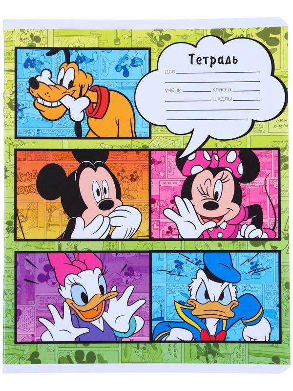 Тетрадь 24 листа, 5 видов, линейка,  мелованная бумага,Минни Маус / Микс 10 шт.