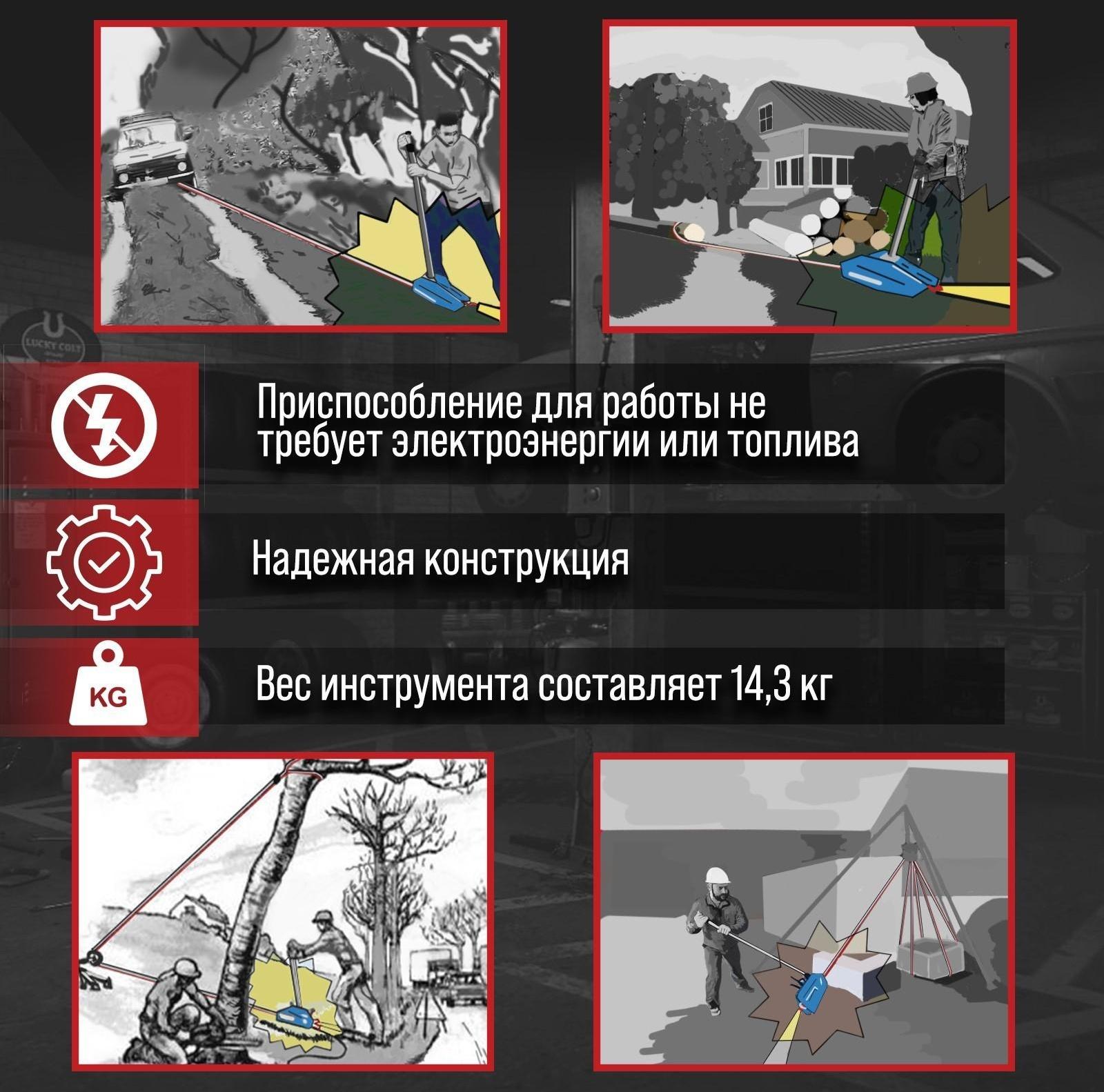 Лебёдка рычажная тросовая МТМ ТУНДРА, трос d = 8.3 мм, 20 м, подъём 0.8 т, нагрузка до 1 т