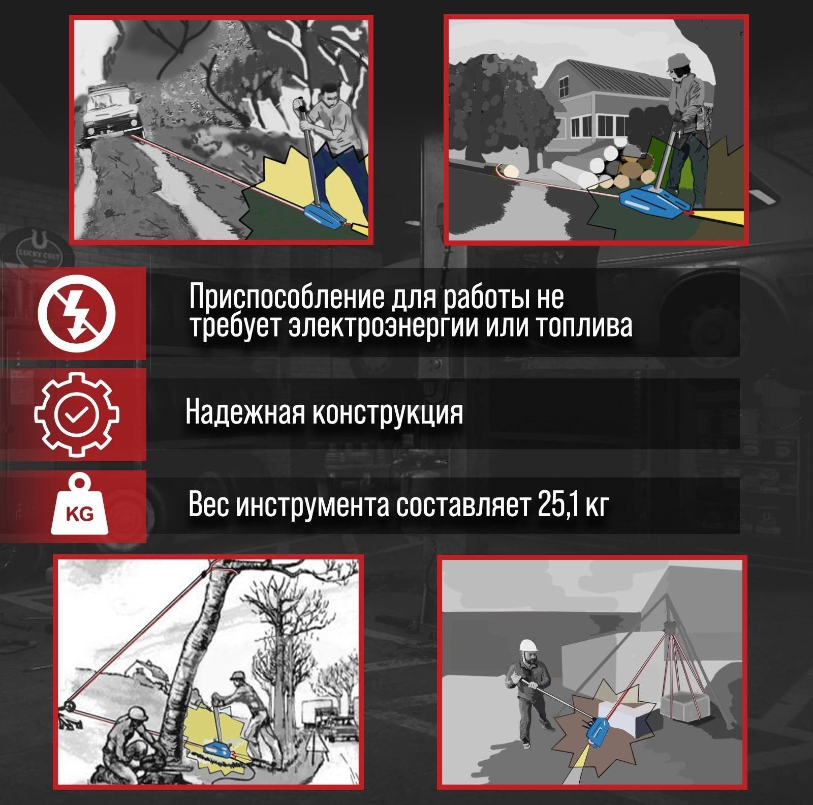 Лебёдка рычажная тросовая МТМ ТУНДРА, трос d = 11 мм, 20 м, подъём 1.6 т, нагрузка до 2 т