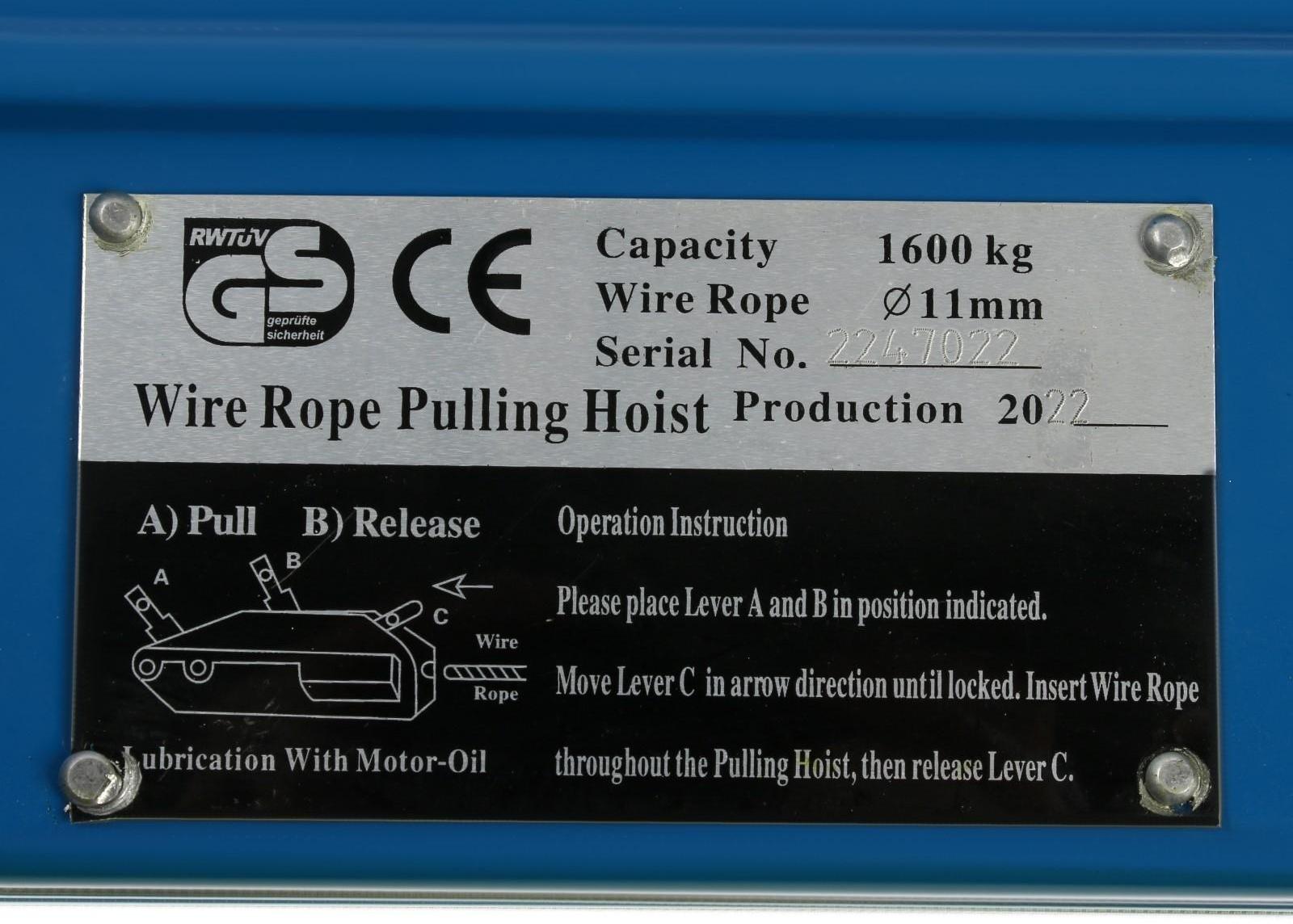Лебёдка рычажная тросовая МТМ ТУНДРА, трос d = 11 мм, 20 м, подъём 1.6 т, нагрузка до 2 т
