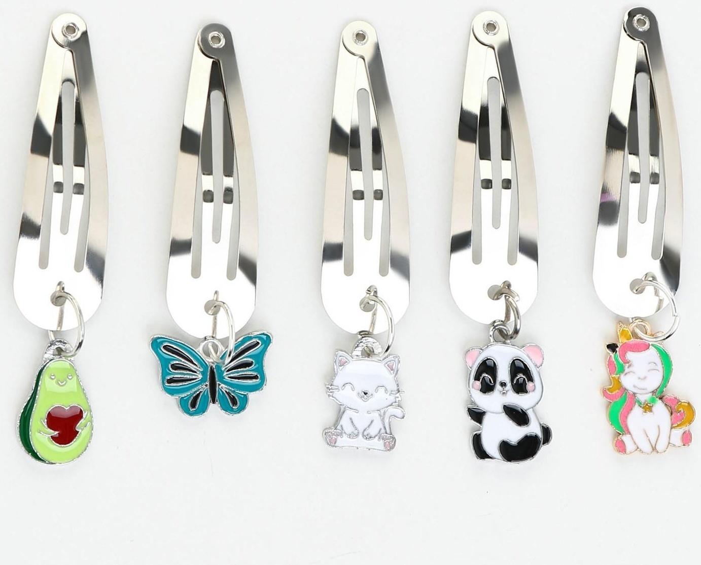 Заколки для волос с металлическим доп.элементом «Микс»