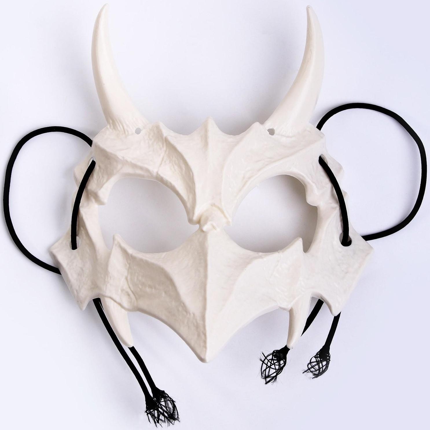 Карнавальный Набор:бандана в полоску,,маска с рогами латекс белая,т.наклейка
