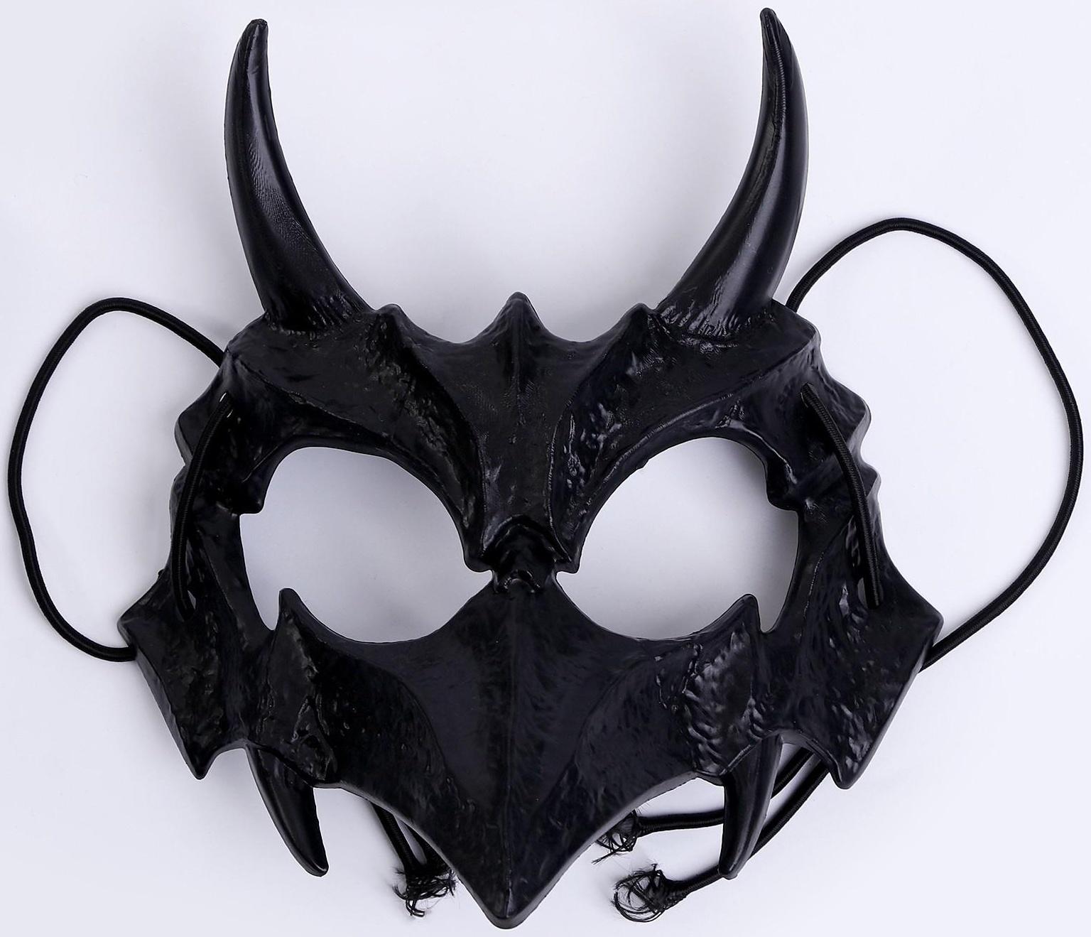 Карнавальный Набор:бандана в полоску,,маска с рогами латекс черная,т.наклейка