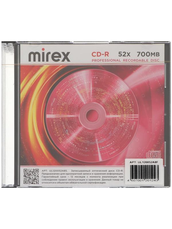 Диск CD-R Mirex Brand, 52x, 700 Мб, Slim,  набор 5 шт