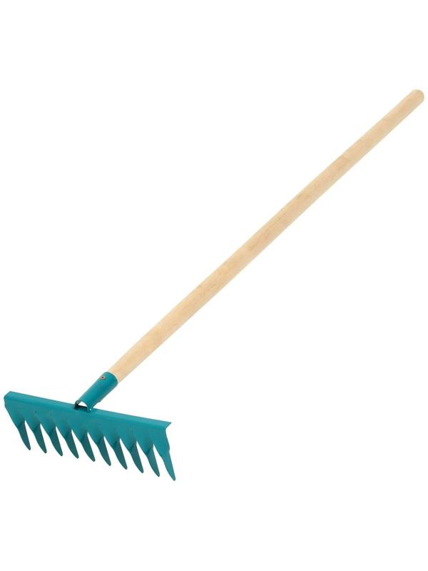 Грабли прямые, витой зуб, 10 зубцов, металл, деревянный черенок