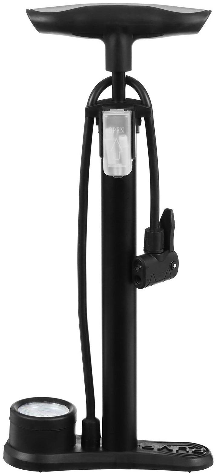 Насос напольный с манометром, авто/вело ниппель, цвет чёрный