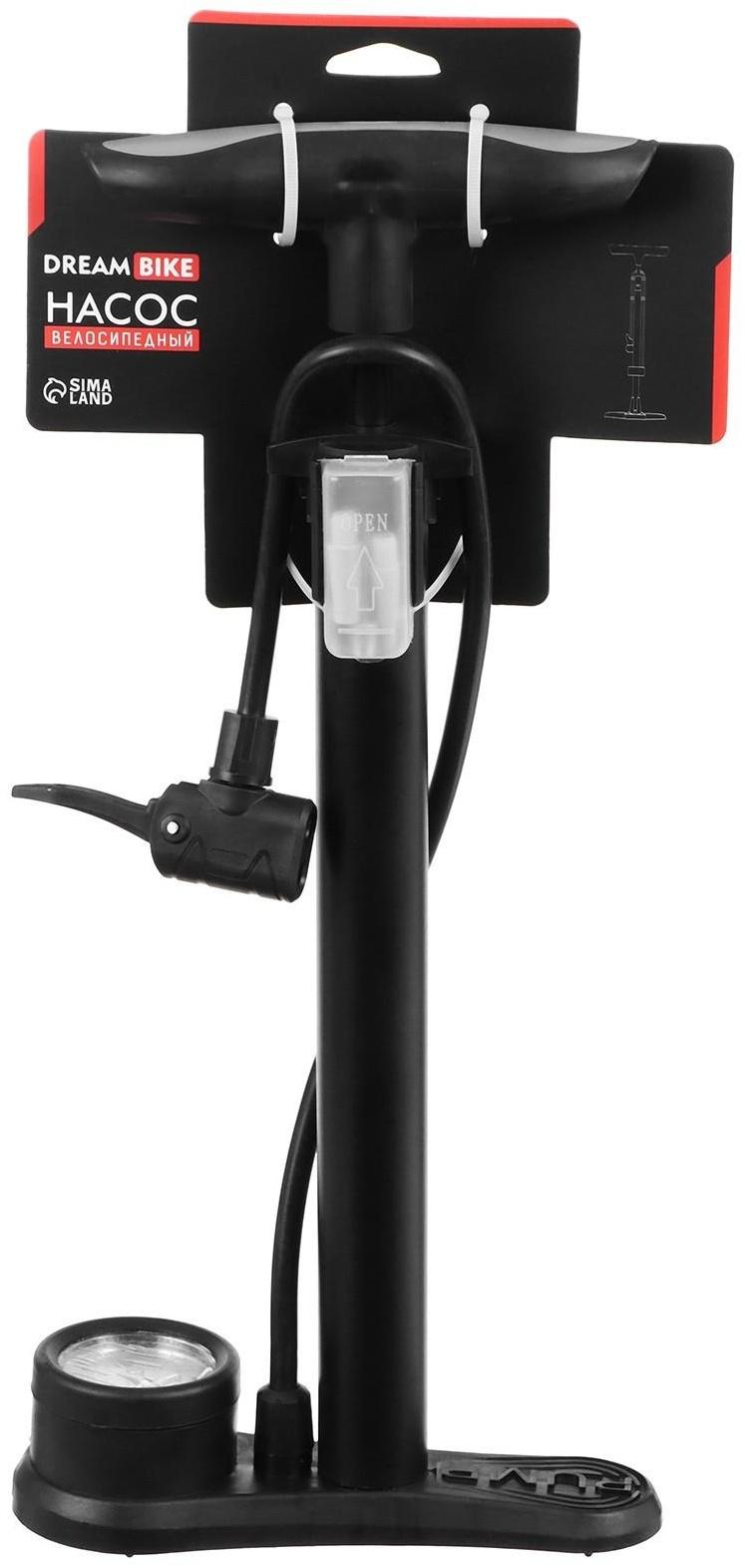 Насос напольный с манометром, авто/вело ниппель, цвет чёрный