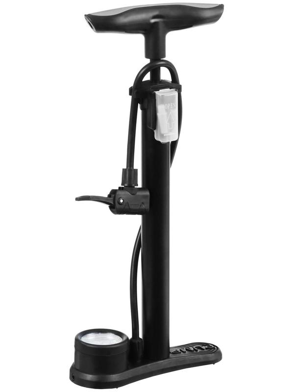 Насос напольный с манометром, авто/вело ниппель, цвет чёрный